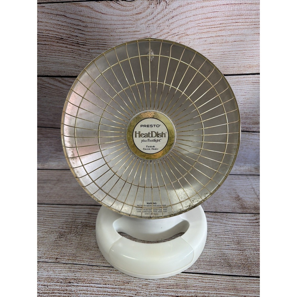 Presto Heat Dish Parabolic Electric Heater Portable plus Footlight Tested